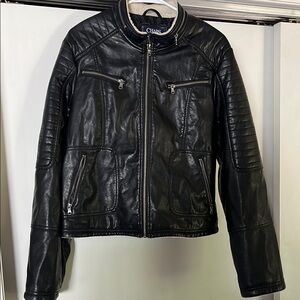 Chaps Black Quilted “Leather” Jacket